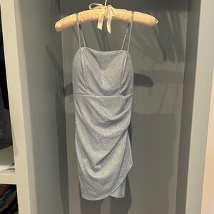 Size 0 Mini Dress Homecoming Mitzvah Light Blue 🩵 Glitter Bodycon Midnight Doll